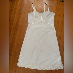 Elegant White Lace Trim Slip Dress